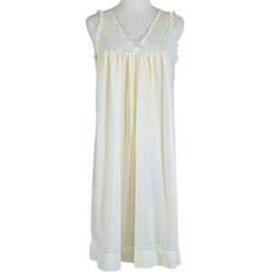 Vintage Butter Yellow Lace Nightgown - Romantic Cotton Slip Dress